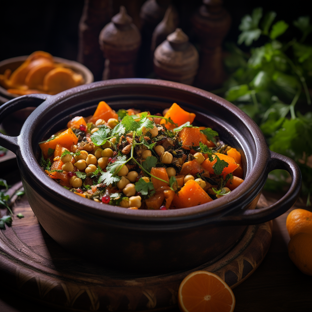 Africana-Mediterranean Sweet Potato and Chickpea Tagine
