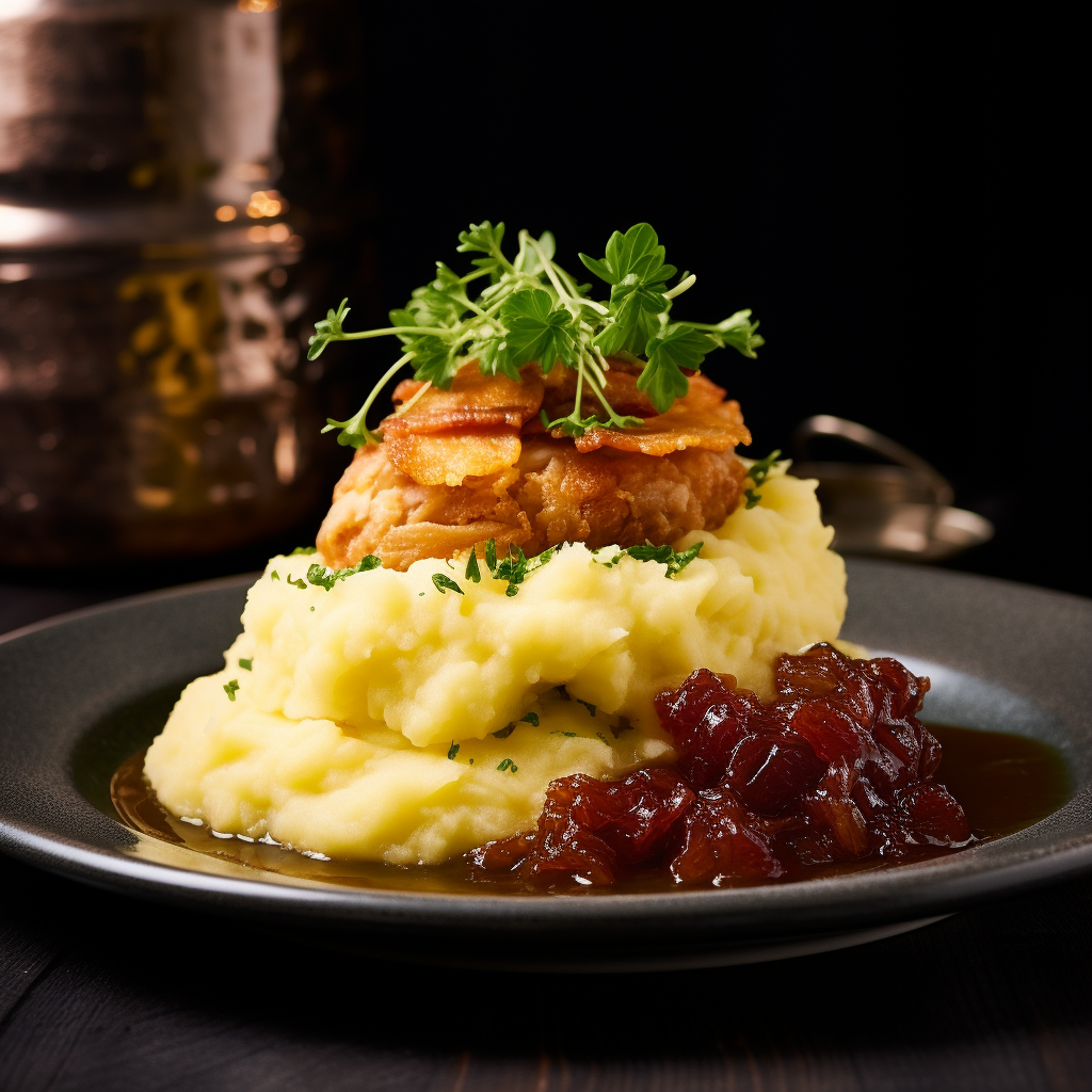 Crispy Eisbein with Sauerkraut and Creamy Potato Mash