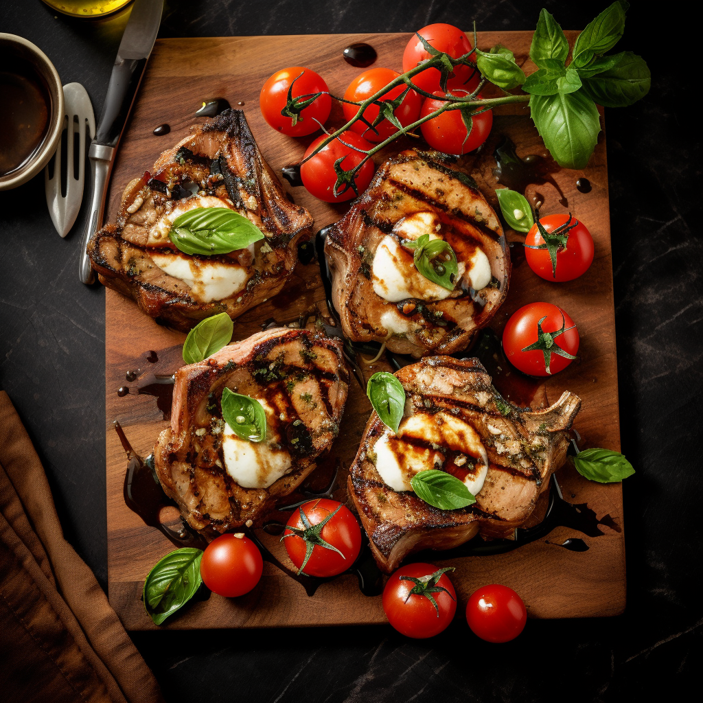 Italian BBQ Pork Chops with Caprese Salad