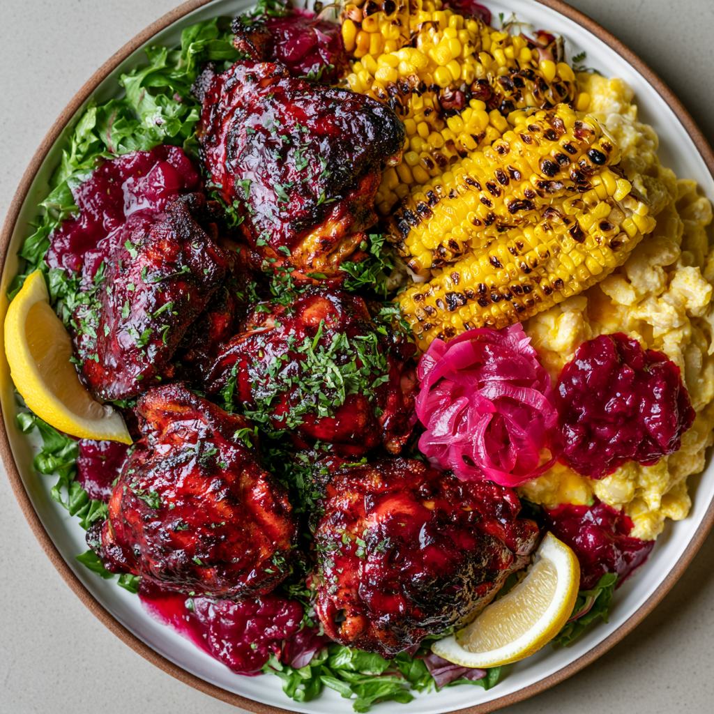 Juneteenth Hibiscus-Glazed BBQ Chicken Platter