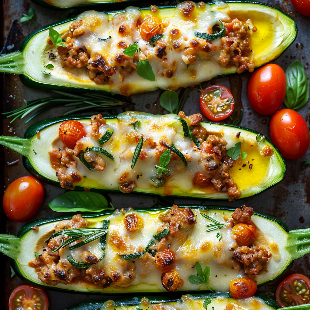 Low-Carb Stuffed Zucchini Boats