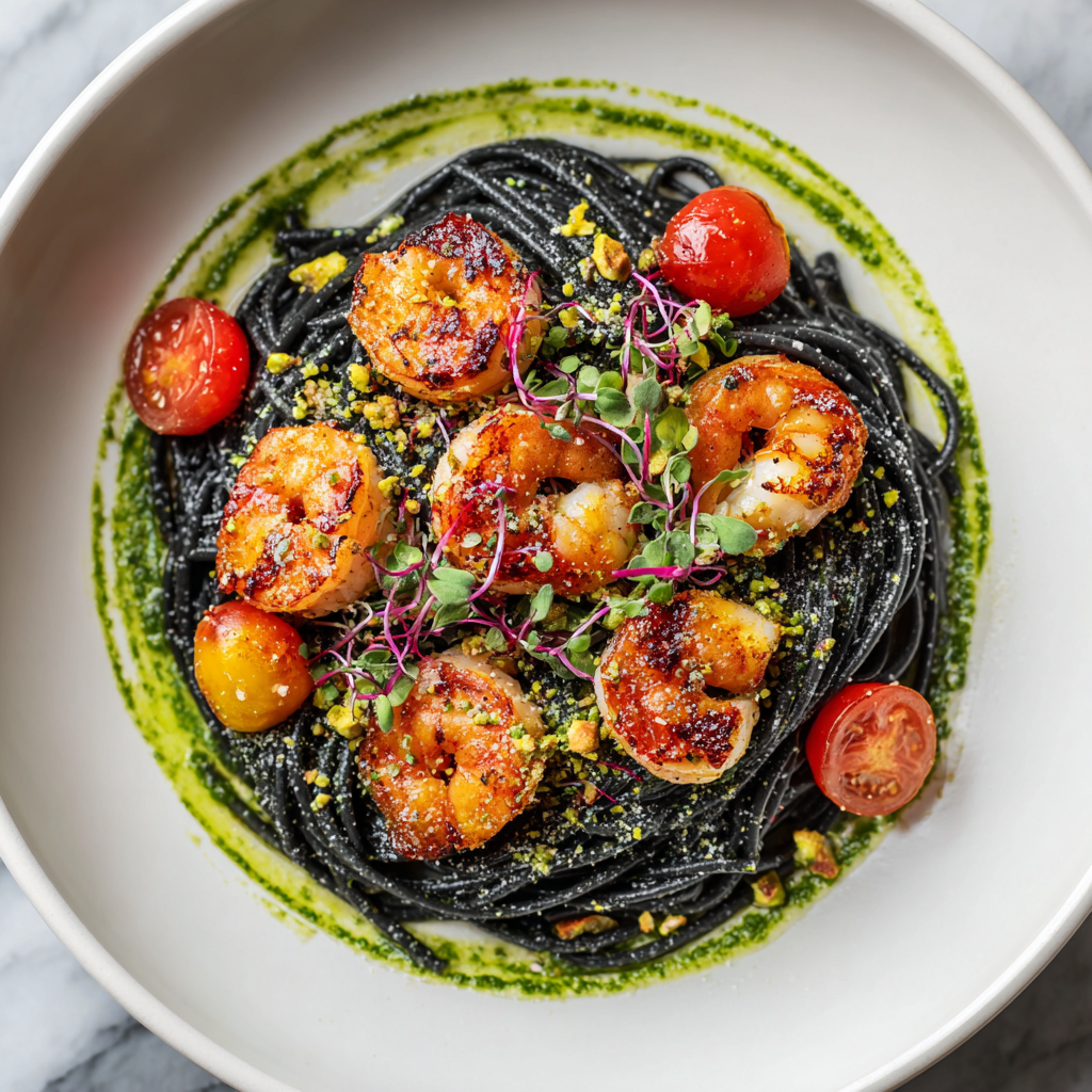 May the Fourth Galactic Squid Ink Pasta with Jedi Pesto