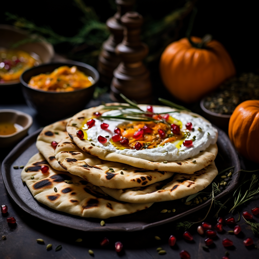 Rosemary Infused Labneh & Spiced Pumpkin Flatbreads