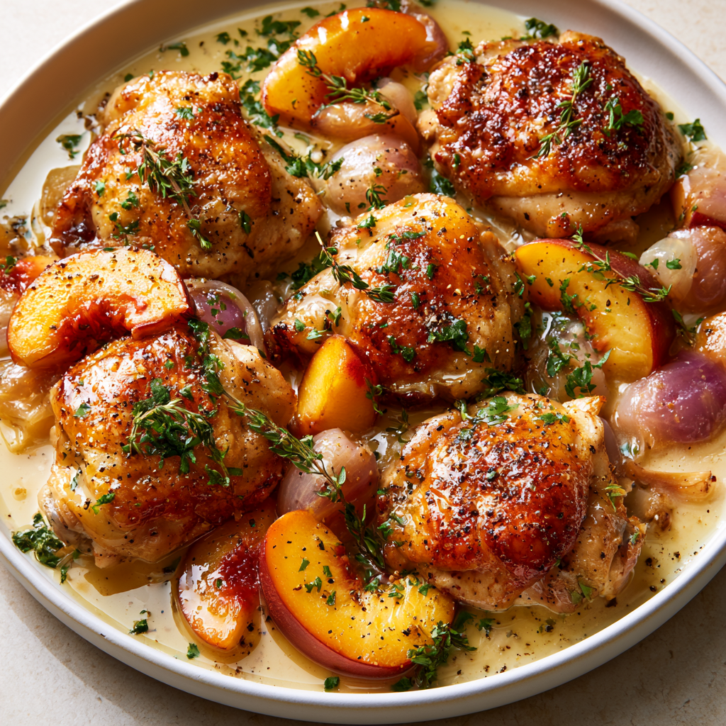 Slow Cooker Chicken with Nectarines, Shallots & Thyme