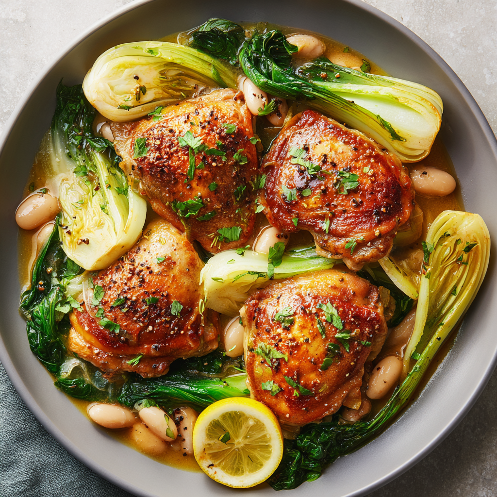 Slow Cooker Cider-Mustard Chicken with Bok Choy and Fennel
