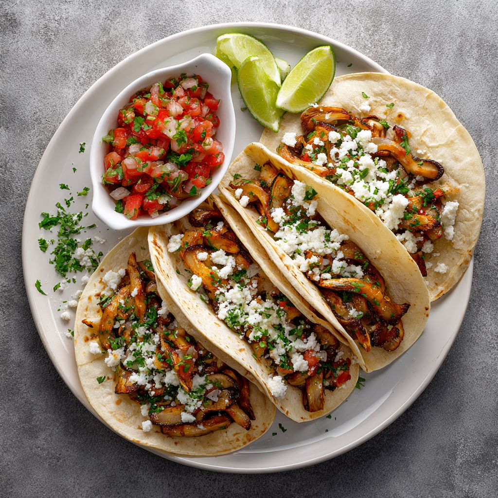 Tex-Mex Oyster Mushroom Tacos with Fresh Salsa