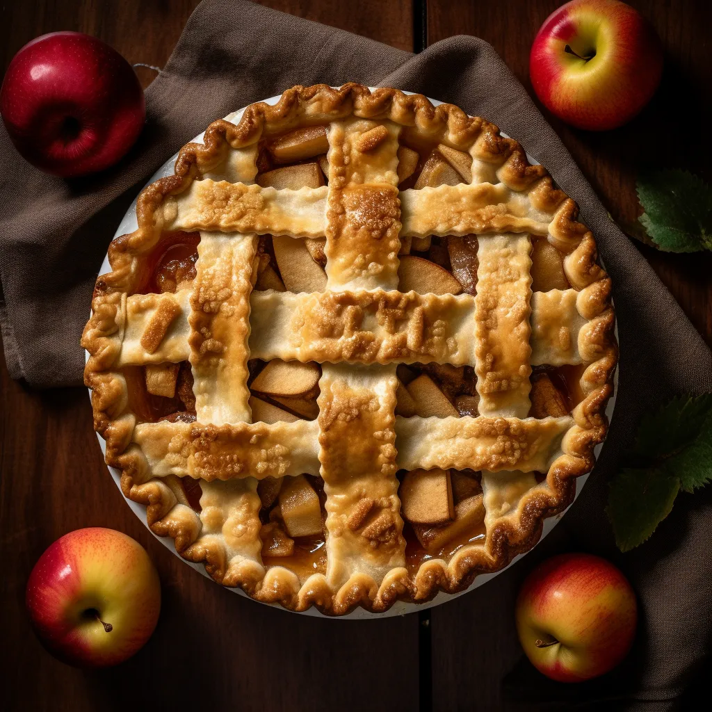 A classic apple pie with a lattice crust featuring the mathematical symbol pi carved out of crust in center.