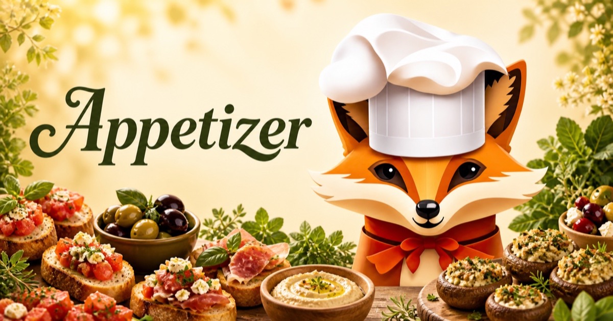 Fancy Fox chef surrounded by food for Appetizer recipes